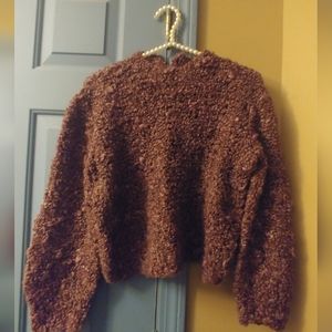 Ladies Sweater Curly Wool Blend Cropped